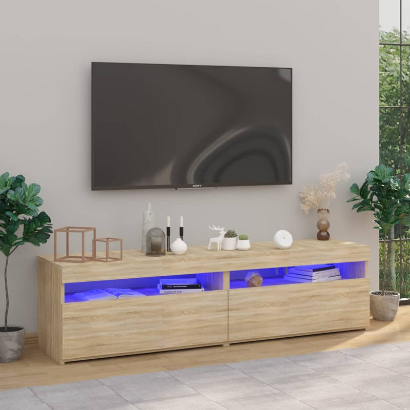 Tv-meubelen 2 st met LED-verlichting 75x35x40 cm sonoma eiken MeubelReus