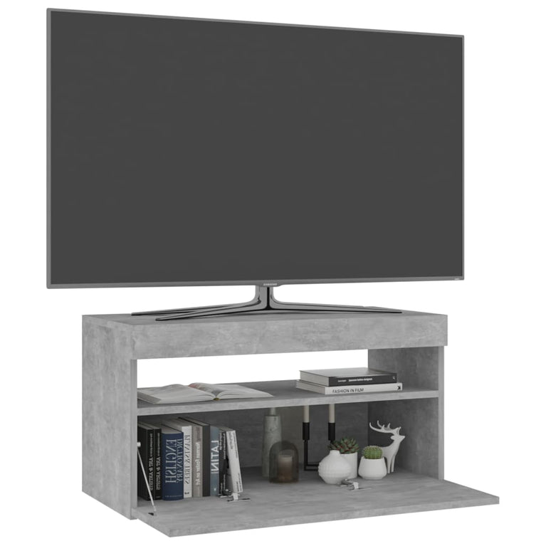 Tv-meubel met LED-verlichting 75x35x40 cm betongrijs MeubelReus