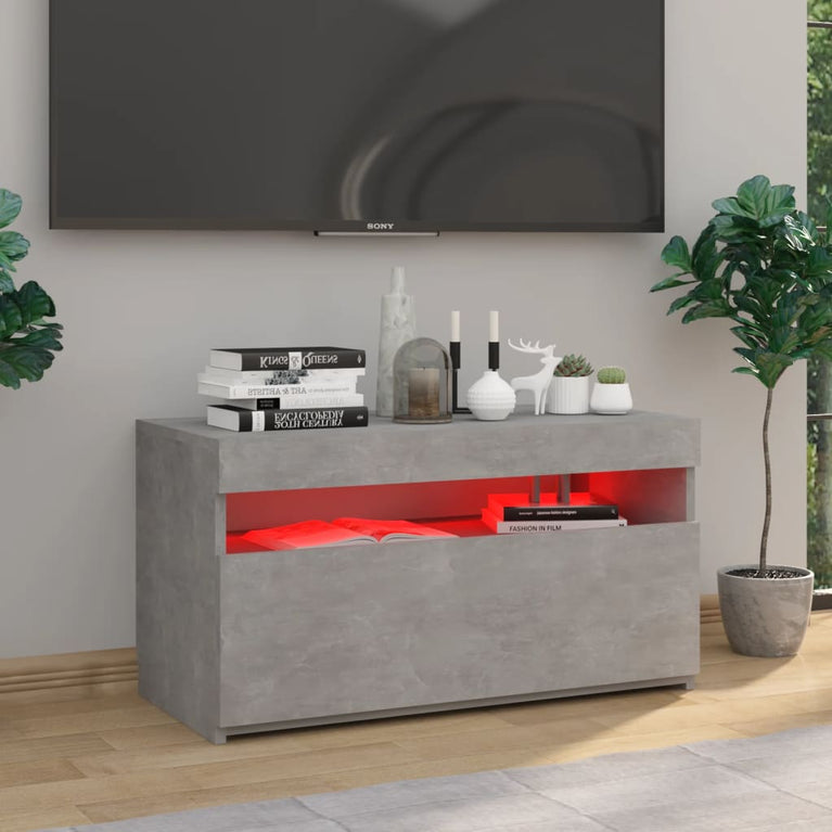 Tv-meubel met LED-verlichting 75x35x40 cm betongrijs MeubelReus