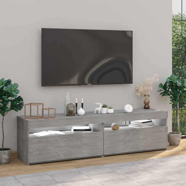 Tv-meubelen 2 st met LED-verlichting 75x35x40 cm betongrijs MeubelReus