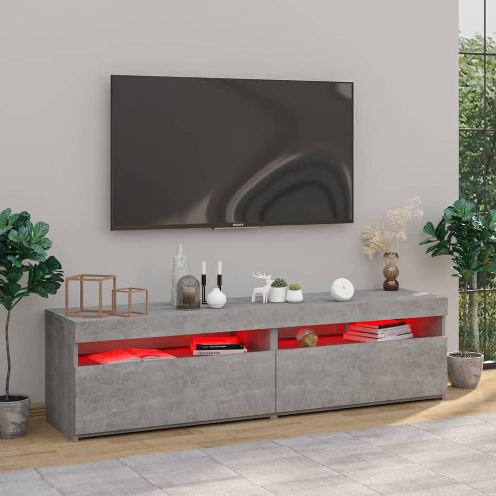 Tv-meubelen 2 st met LED-verlichting 75x35x40 cm betongrijs MeubelReus