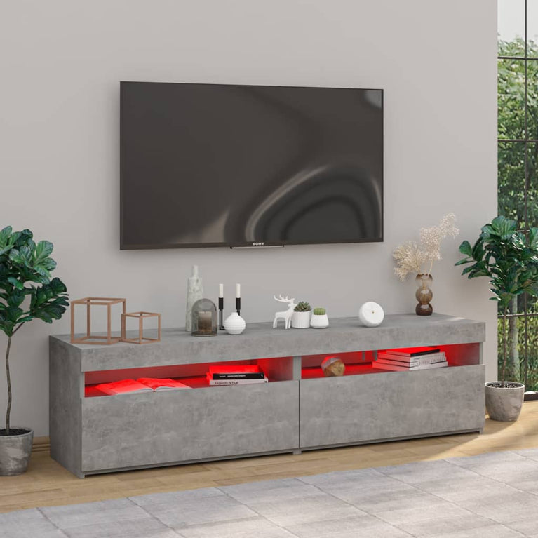 Tv-meubelen 2 st met LED-verlichting 75x35x40 cm betongrijs MeubelReus