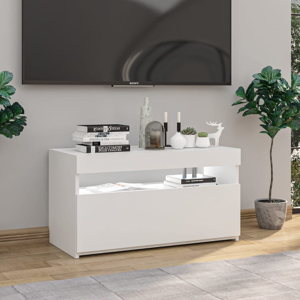 Tv-meubel met LED-verlichting 75x35x40 cm hoogglans wit MeubelReus