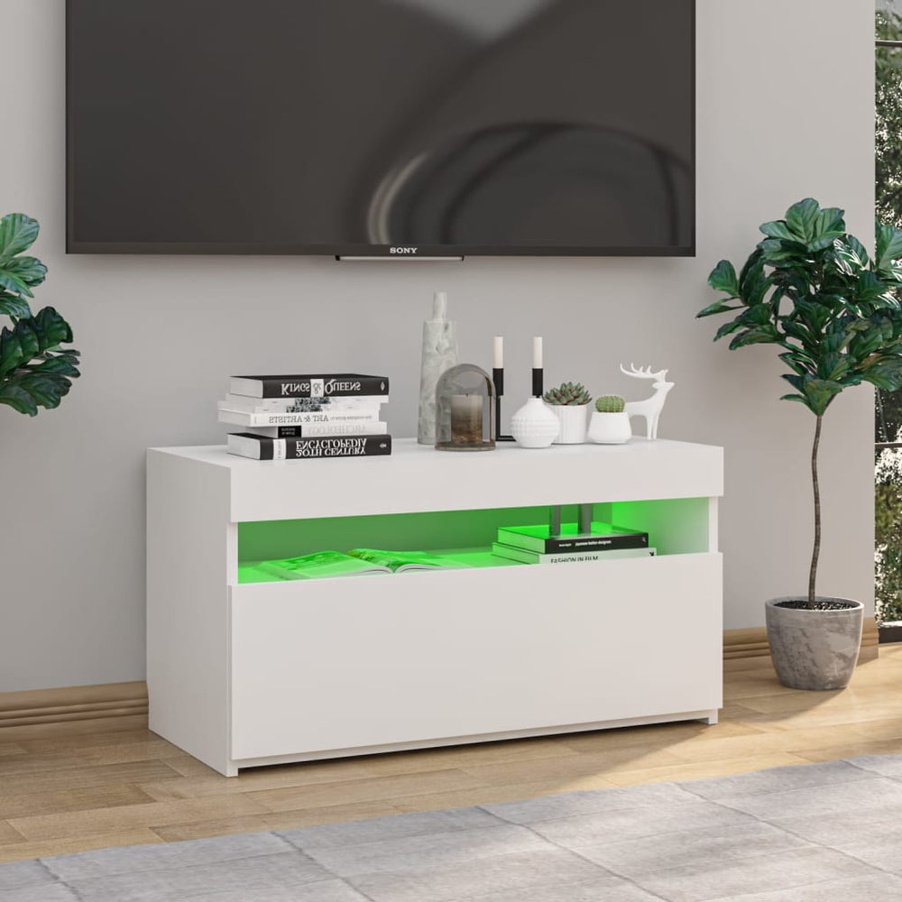 Tv-meubel met LED-verlichting 75x35x40 cm hoogglans wit MeubelReus