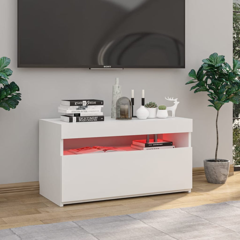 Tv-meubel met LED-verlichting 75x35x40 cm hoogglans wit MeubelReus