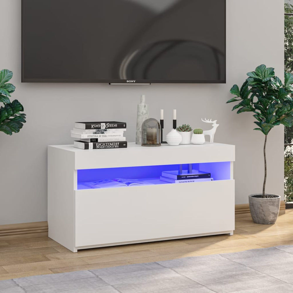 Tv-meubel met LED-verlichting 75x35x40 cm hoogglans wit MeubelReus