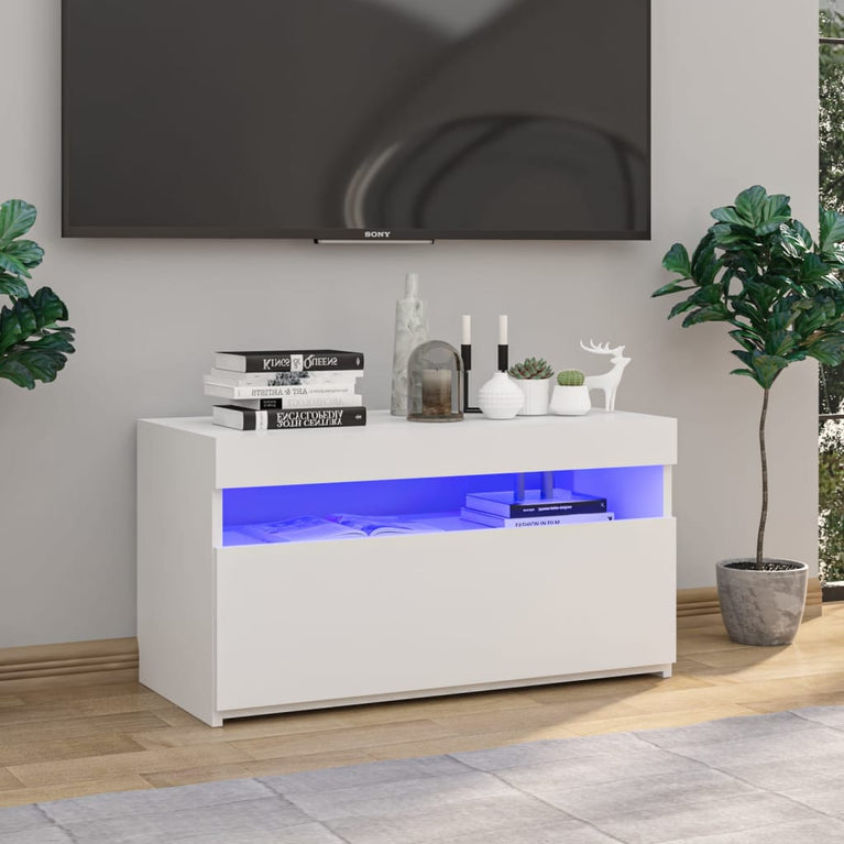 Tv-meubel met LED-verlichting 75x35x40 cm hoogglans wit MeubelReus
