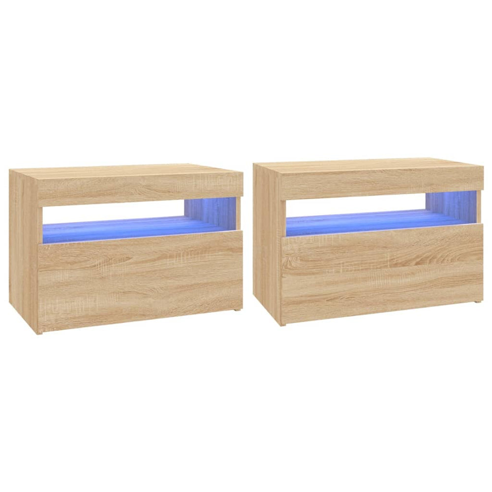 Tv-meubelen 2 st LED-verlichting 60x35x40 cm sonoma eikenkleur MeubelReus
