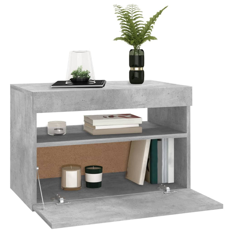 Tv-meubelen 2 st met LED-verlichting 60x35x40 cm betongrijs MeubelReus