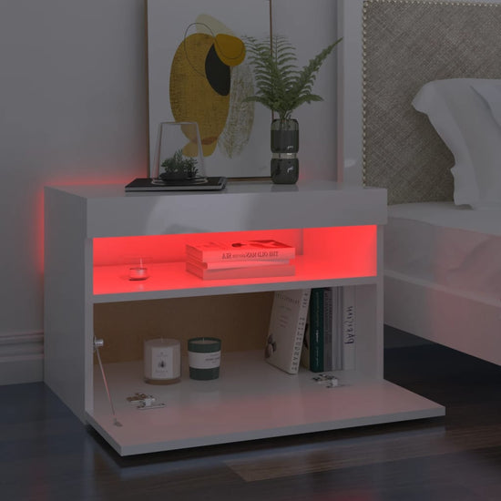 Tv-meubel met LED-verlichting 60x35x40 cm hoogglans wit MeubelReus