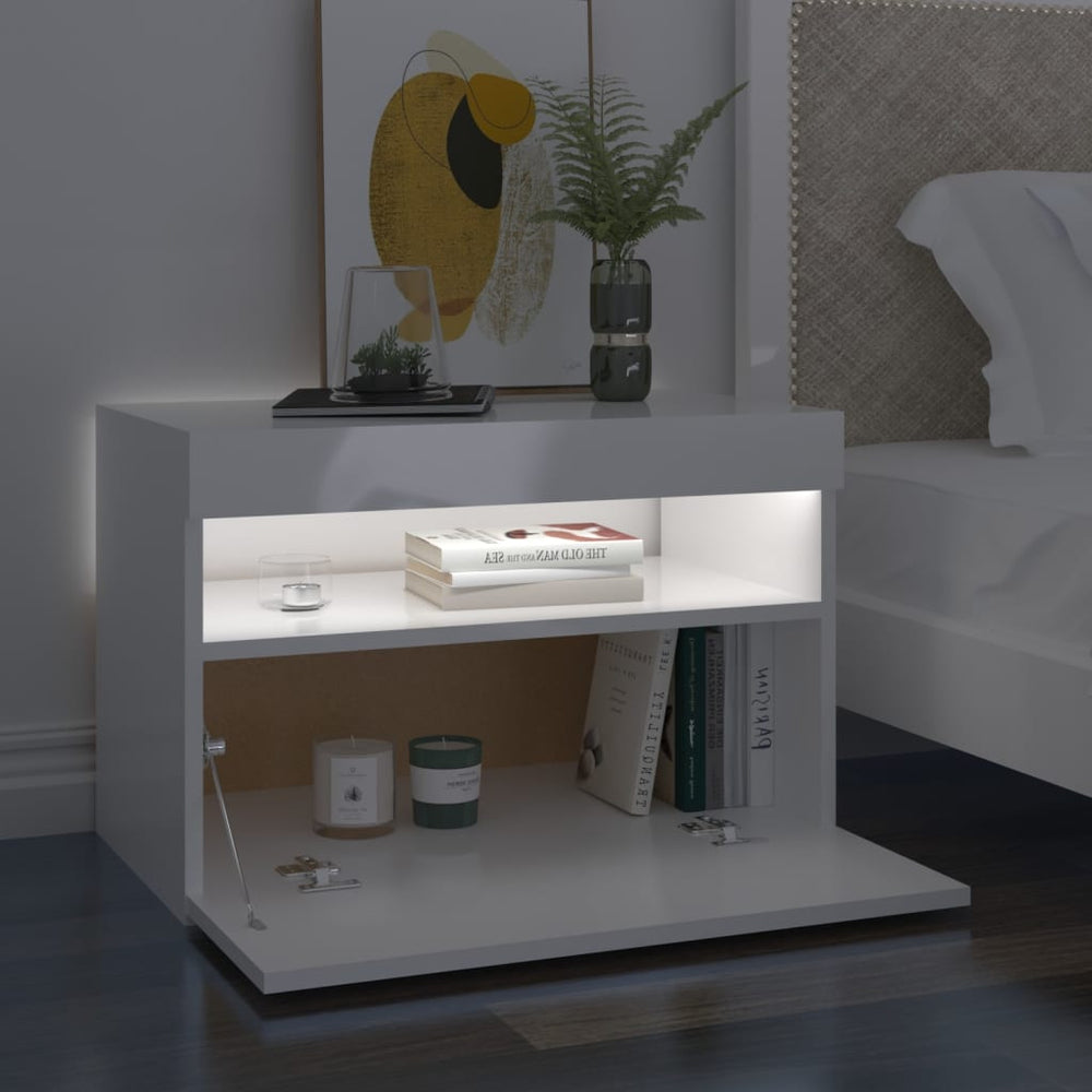 Tv-meubelen 2 st met LED-verlichting 60x35x40 cm hoogglans wit MeubelReus