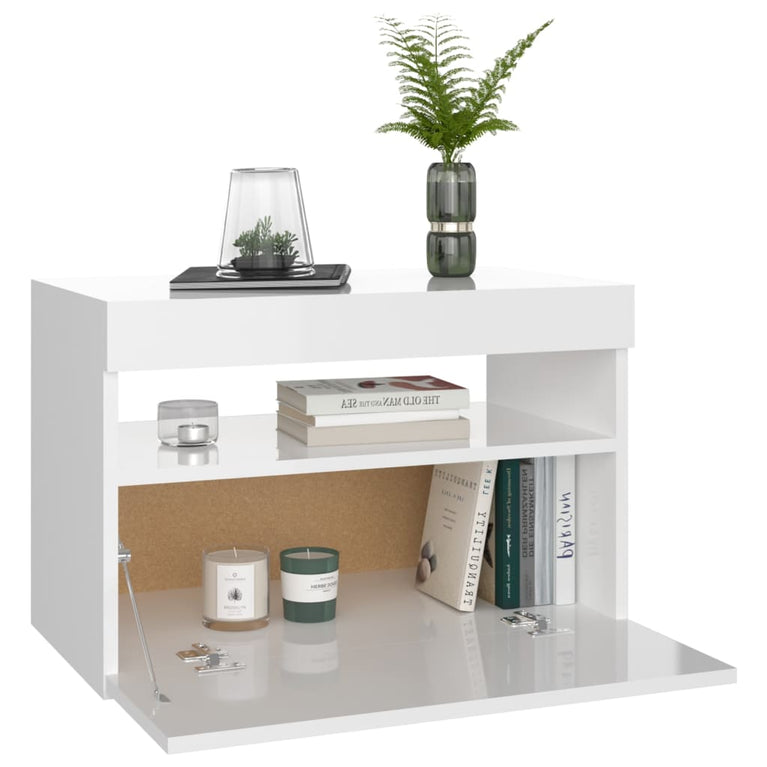 Tv-meubelen 2 st met LED-verlichting 60x35x40 cm hoogglans wit MeubelReus