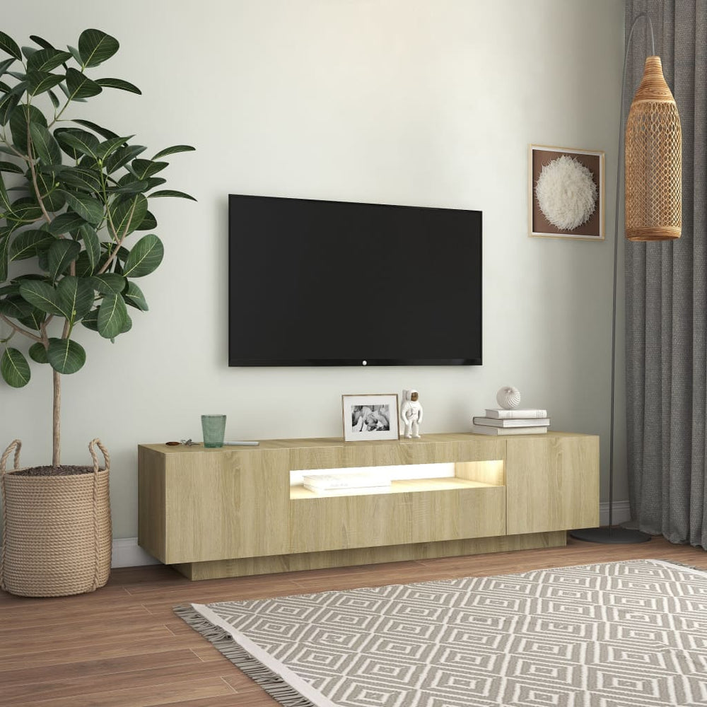 Tv-meubel met LED-verlichting 160x35x40 cm sonoma eikenkleurig MeubelReus