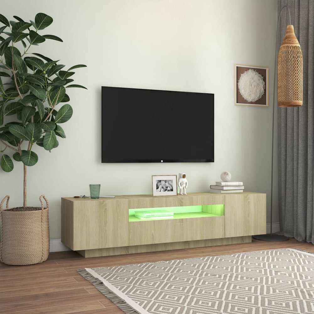 Tv-meubel met LED-verlichting 160x35x40 cm sonoma eikenkleurig MeubelReus