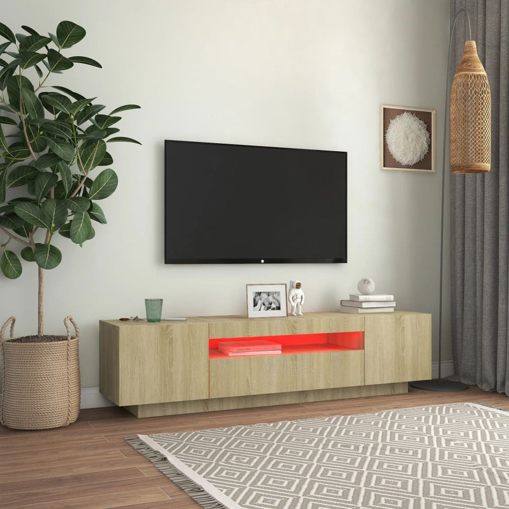 Tv-meubel met LED-verlichting 160x35x40 cm sonoma eikenkleurig MeubelReus