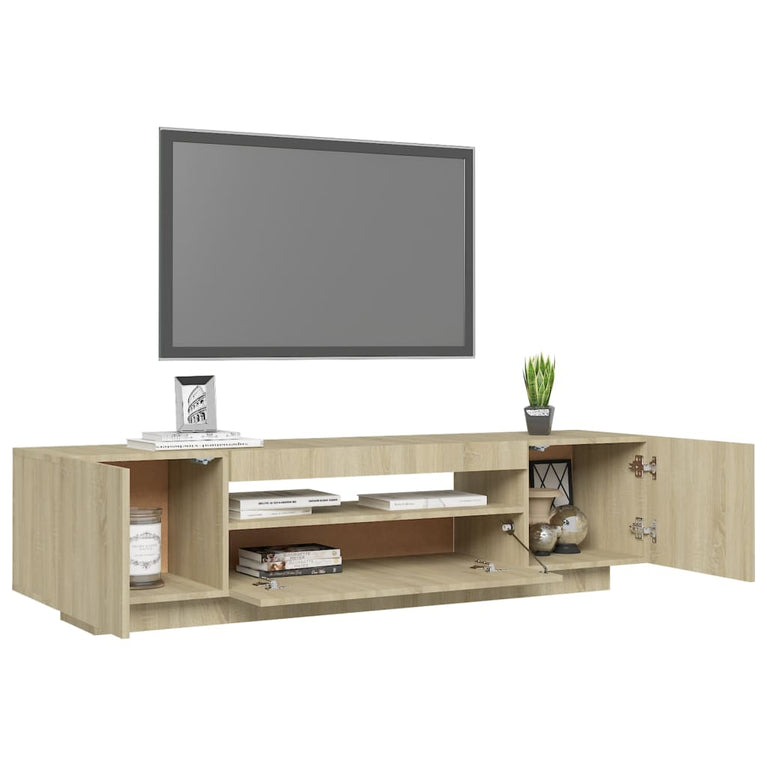 Tv-meubel met LED-verlichting 160x35x40 cm sonoma eikenkleurig MeubelReus