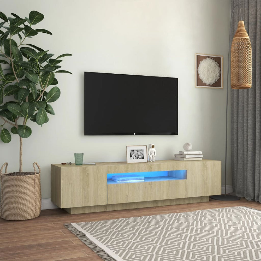 Tv-meubel met LED-verlichting 160x35x40 cm sonoma eikenkleurig MeubelReus