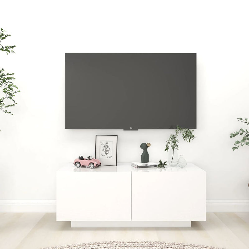 Tv-meubel 100x35x40 cm spaanplaat hoogglans wit MeubelReus