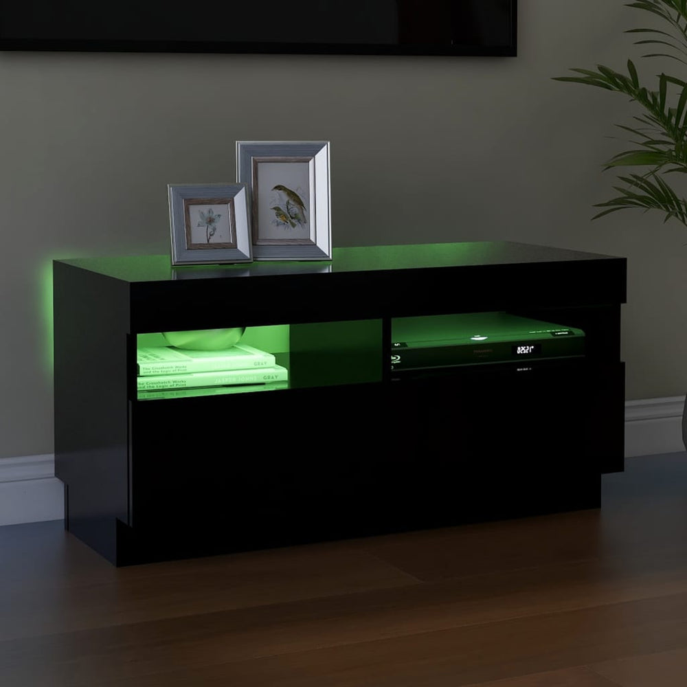 Tv-meubel met LED-verlichting 80x35x40 cm zwart MeubelReus