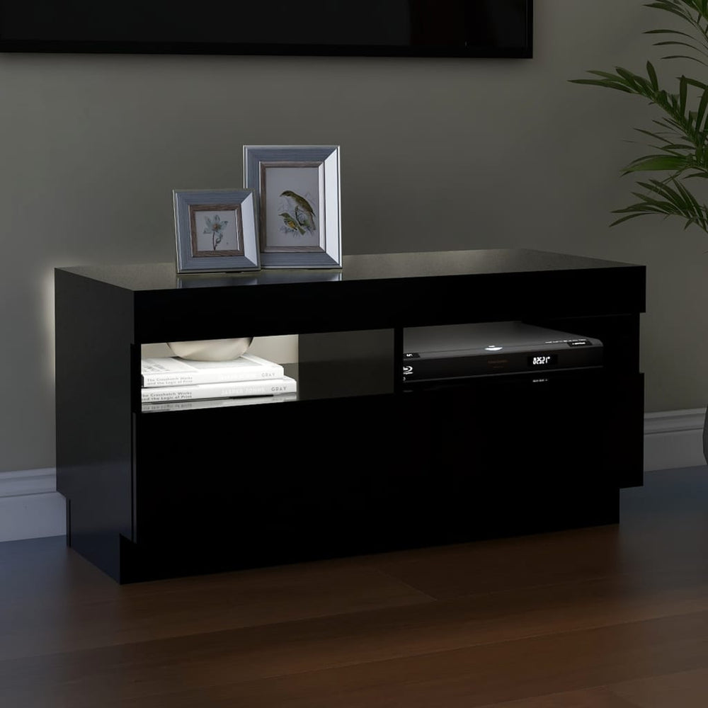 Tv-meubel met LED-verlichting 80x35x40 cm zwart MeubelReus