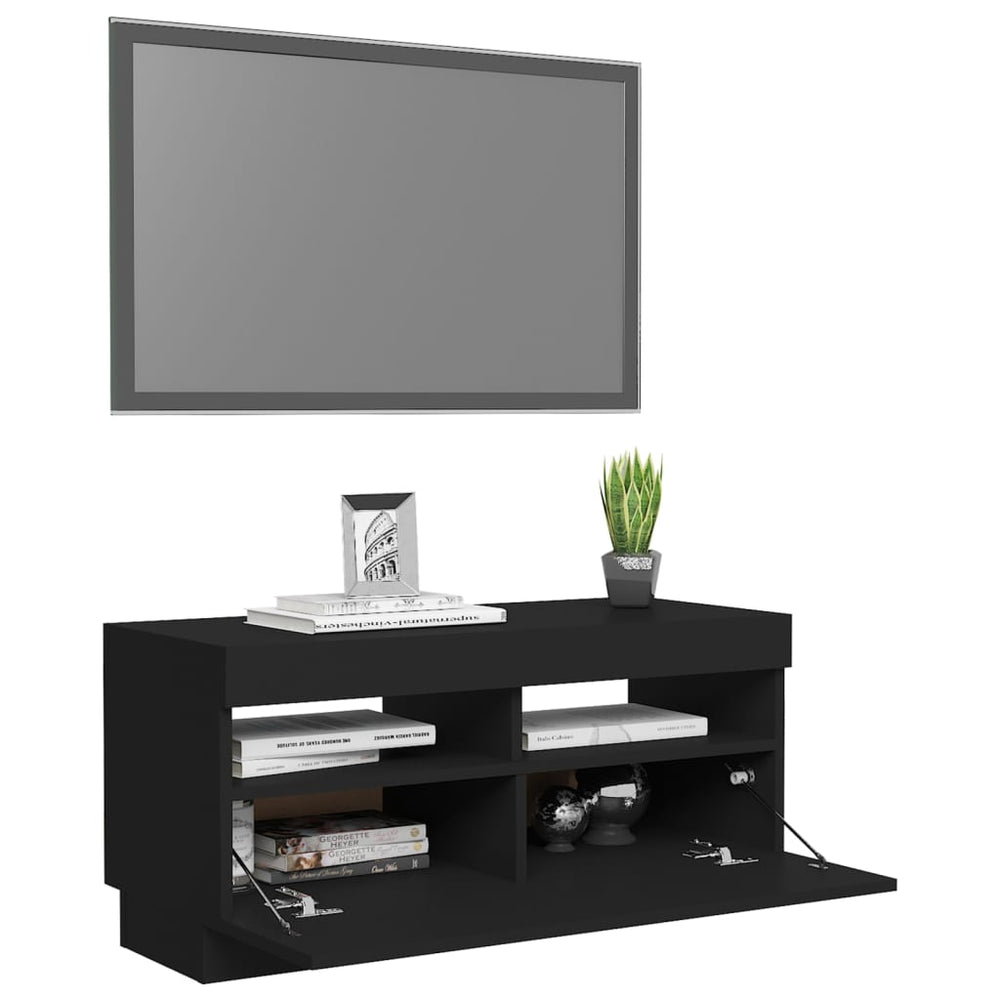 Tv-meubel met LED-verlichting 80x35x40 cm zwart MeubelReus