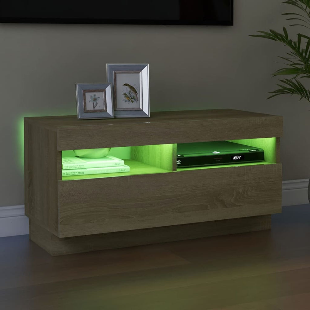 Tv-meubel met LED-verlichting 80x35x40 cm sonoma eikenkleurig MeubelReus