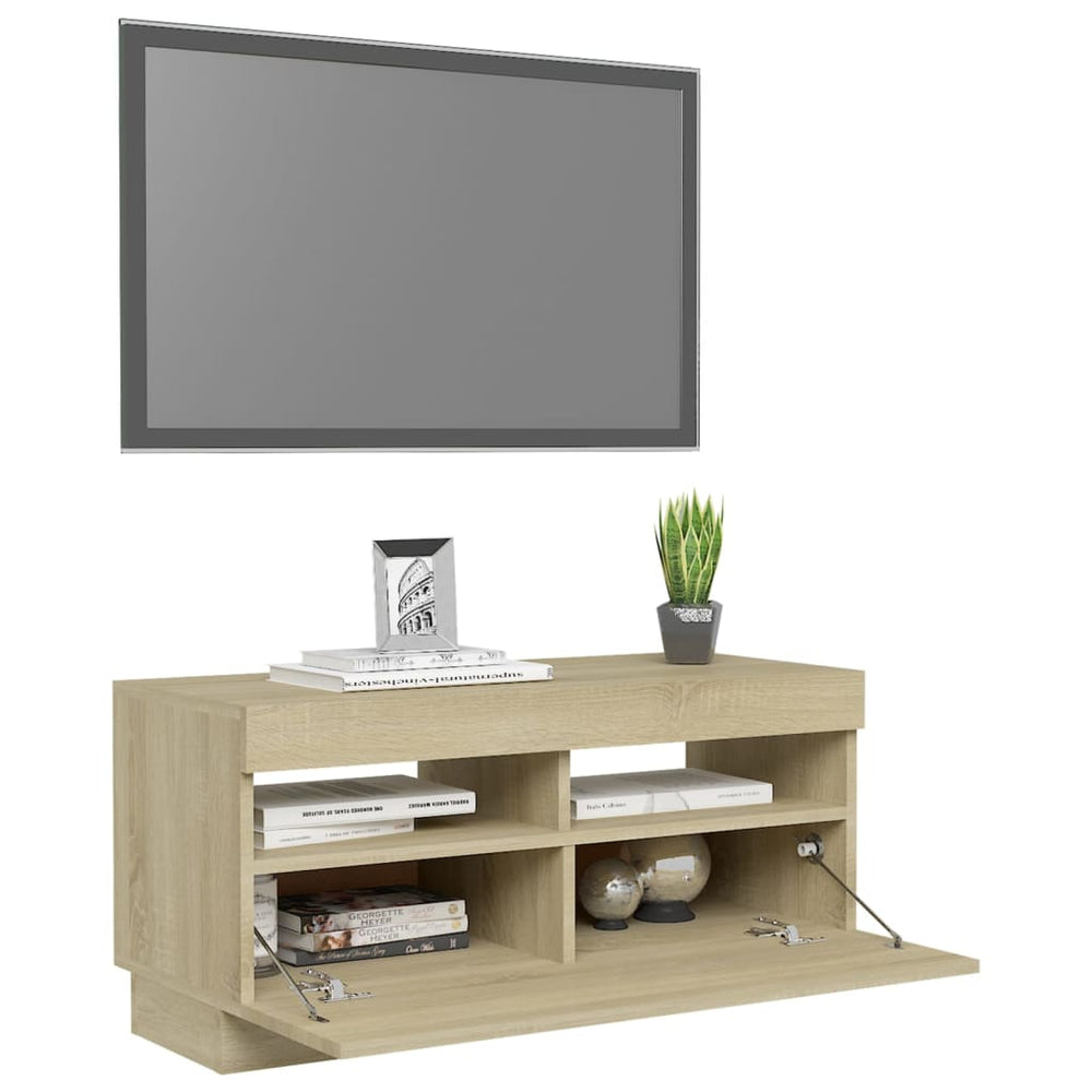 Tv-meubel met LED-verlichting 80x35x40 cm sonoma eikenkleurig MeubelReus