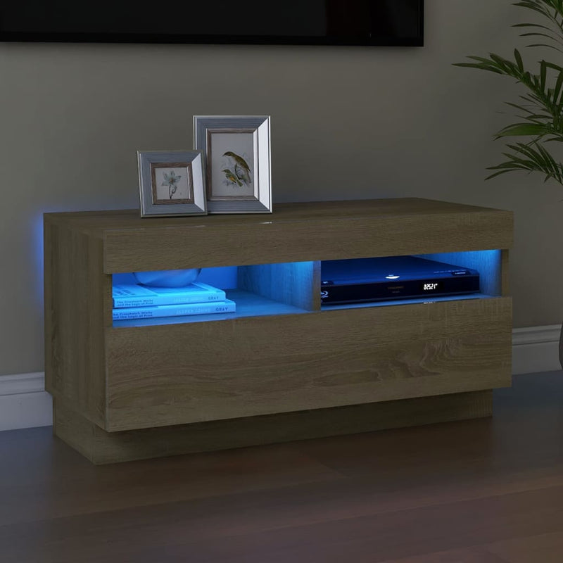 Tv-meubel met LED-verlichting 80x35x40 cm sonoma eikenkleurig MeubelReus