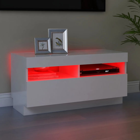 Tv-meubel met LED-verlichting 80x35x40 cm hoogglans wit MeubelReus