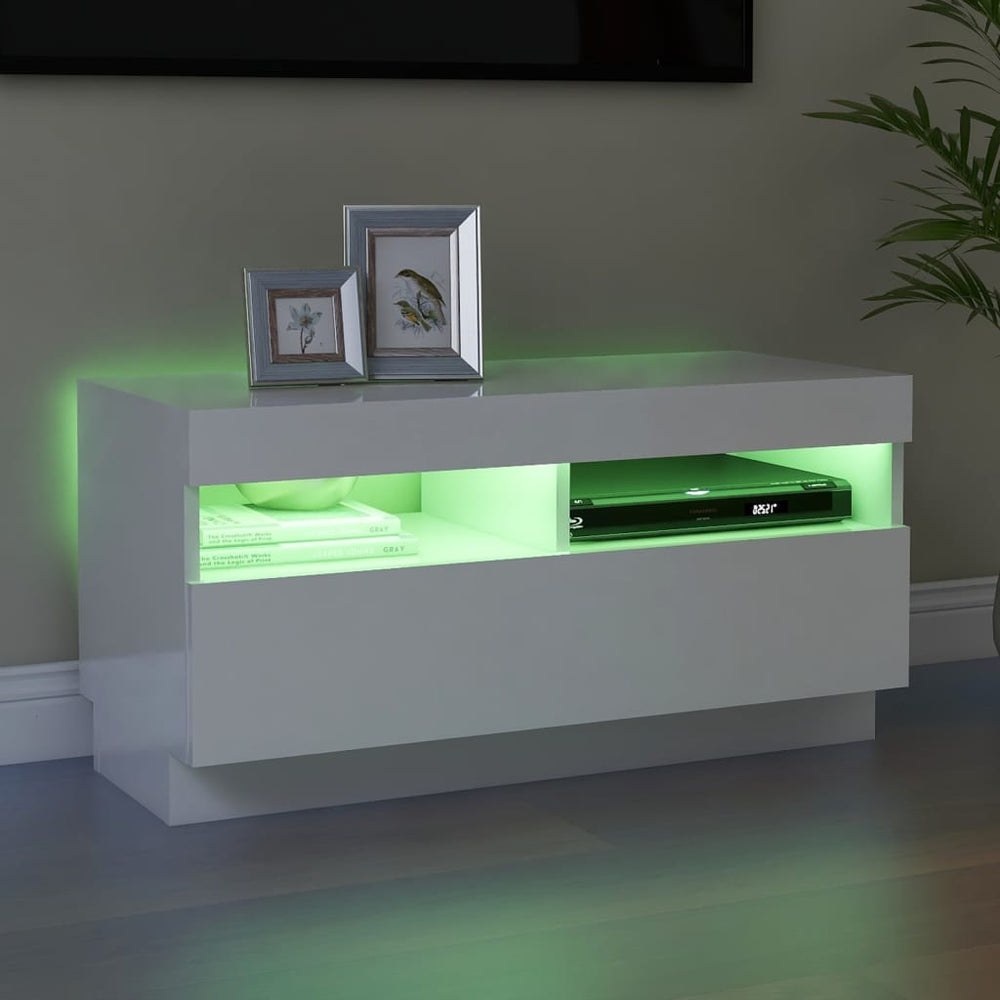 Tv-meubel met LED-verlichting 80x35x40 cm hoogglans wit MeubelReus