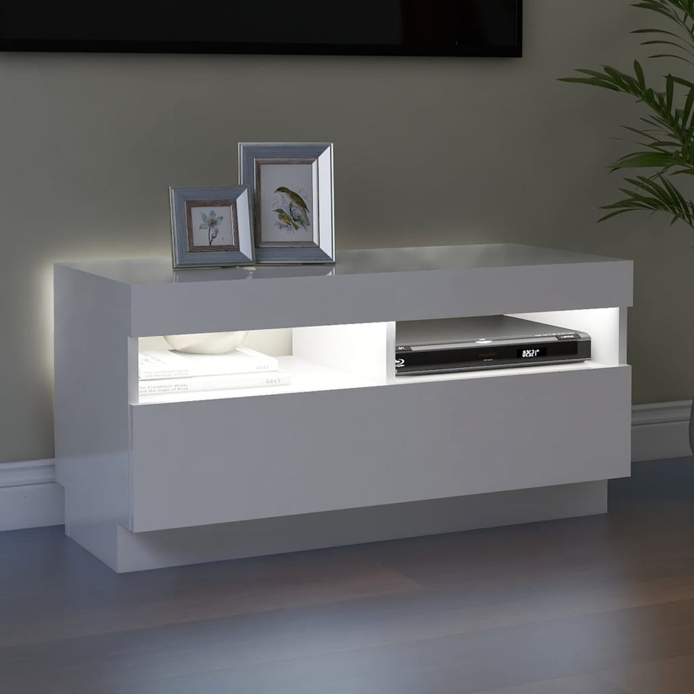 Tv-meubel met LED-verlichting 80x35x40 cm hoogglans wit MeubelReus