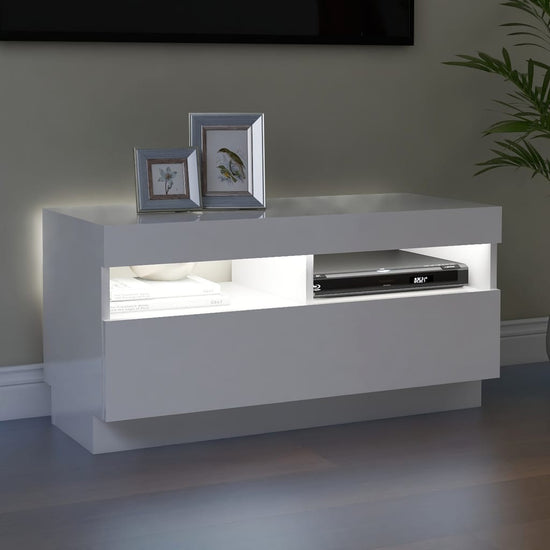 Tv-meubel met LED-verlichting 80x35x40 cm hoogglans wit MeubelReus