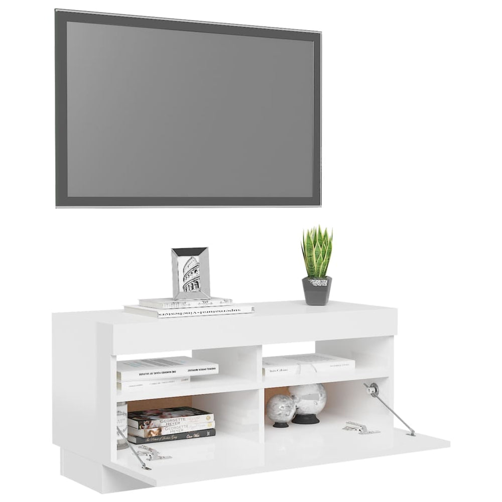 Tv-meubel met LED-verlichting 80x35x40 cm hoogglans wit MeubelReus