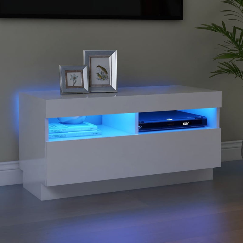 Tv-meubel met LED-verlichting 80x35x40 cm hoogglans wit MeubelReus