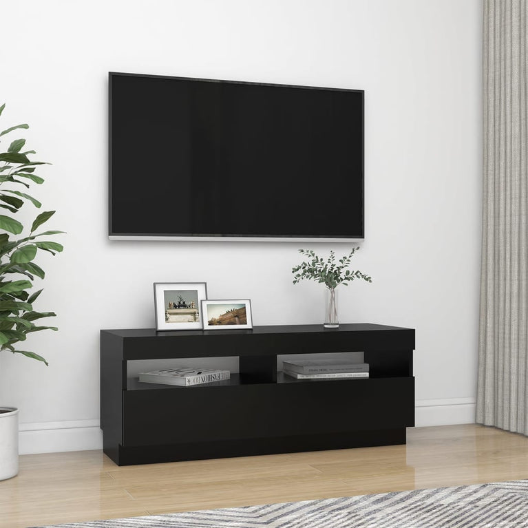 Tv-meubel met LED-verlichting 100x35x40 cm zwart MeubelReus