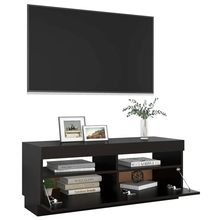 Tv-meubel met LED-verlichting 100x35x40 cm zwart MeubelReus