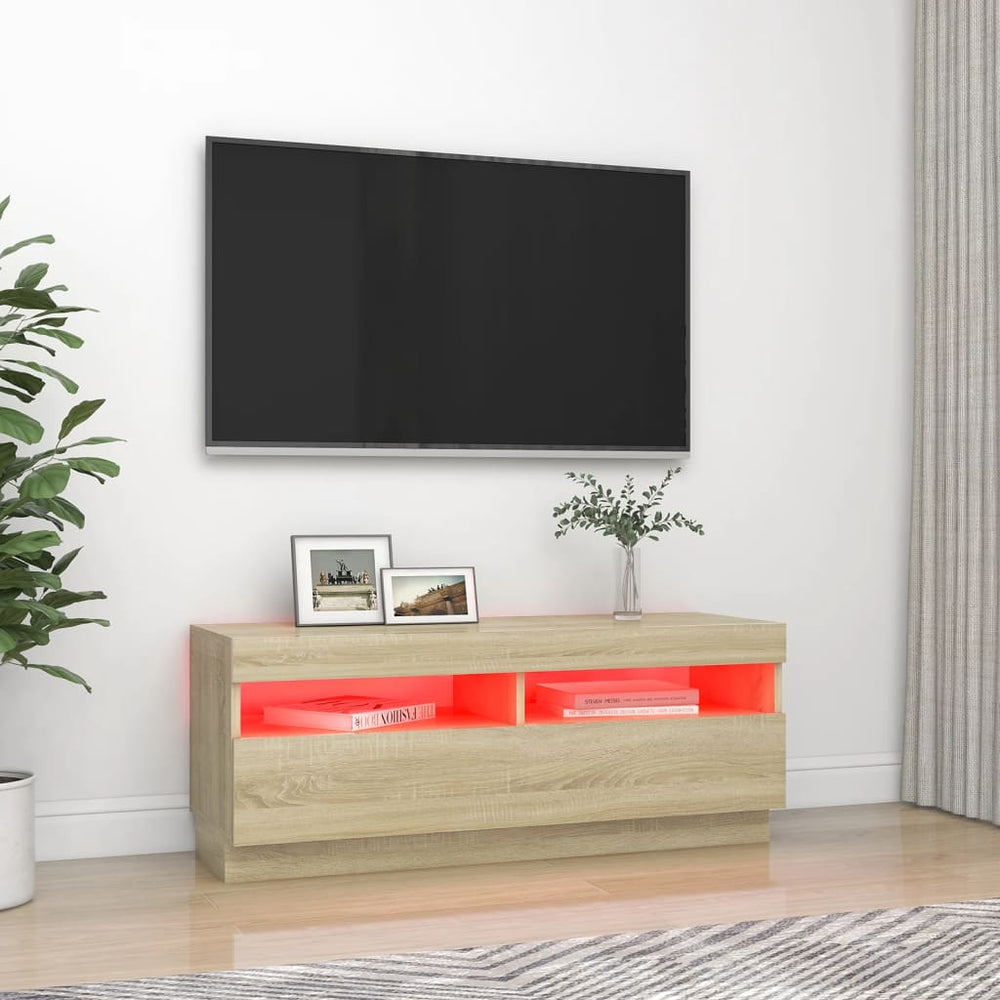 Tv-meubel met LED-verlichting 100x35x40 cm sonoma eikenkleurig MeubelReus