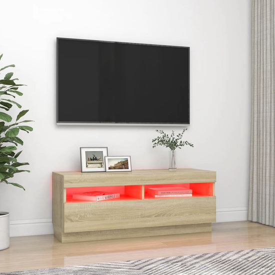 Tv-meubel met LED-verlichting 100x35x40 cm sonoma eikenkleurig MeubelReus