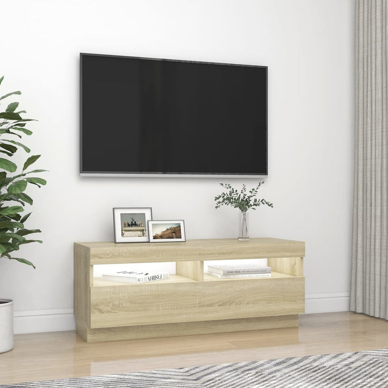 Tv-meubel met LED-verlichting 100x35x40 cm sonoma eikenkleurig MeubelReus