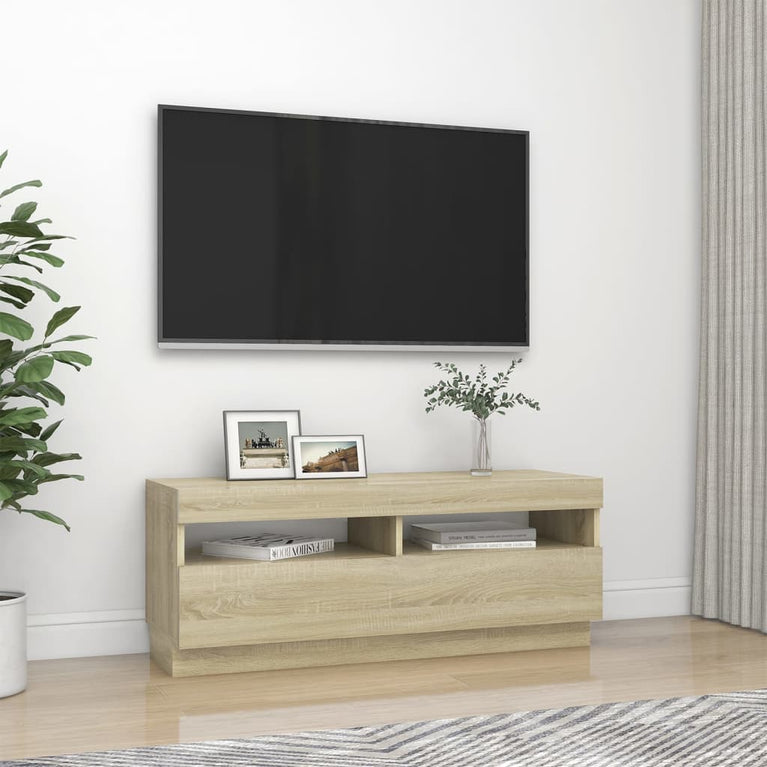 Tv-meubel met LED-verlichting 100x35x40 cm sonoma eikenkleurig MeubelReus