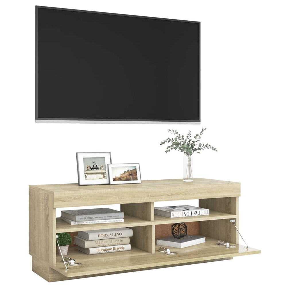 Tv-meubel met LED-verlichting 100x35x40 cm sonoma eikenkleurig MeubelReus
