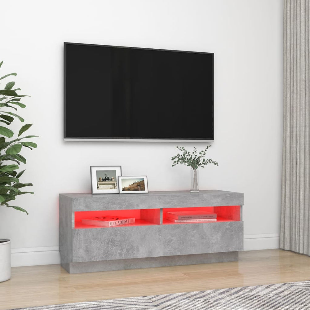 Tv-meubel met LED-verlichting 100x35x40 cm betongrijs MeubelReus
