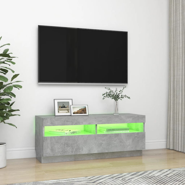 Tv-meubel met LED-verlichting 100x35x40 cm betongrijs MeubelReus