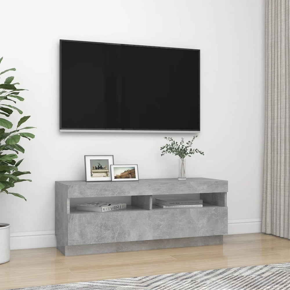 Tv-meubel met LED-verlichting 100x35x40 cm betongrijs MeubelReus