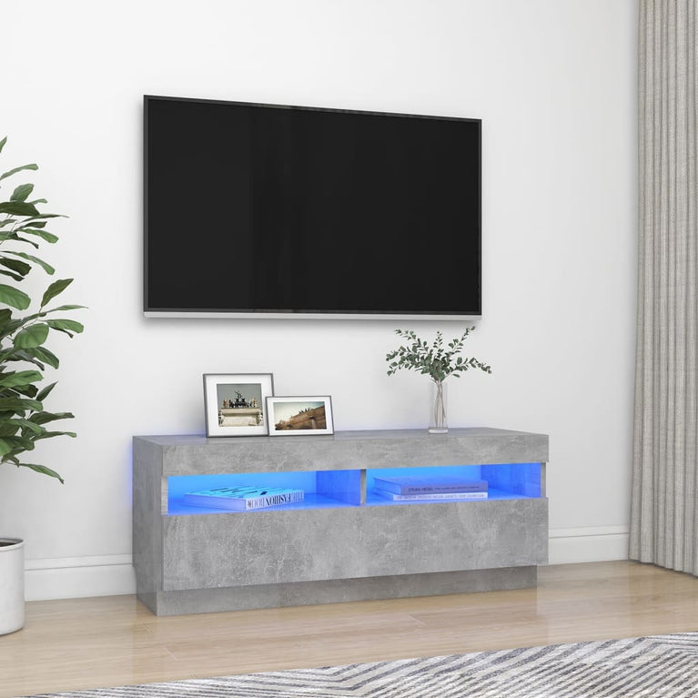 Tv-meubel met LED-verlichting 100x35x40 cm betongrijs MeubelReus