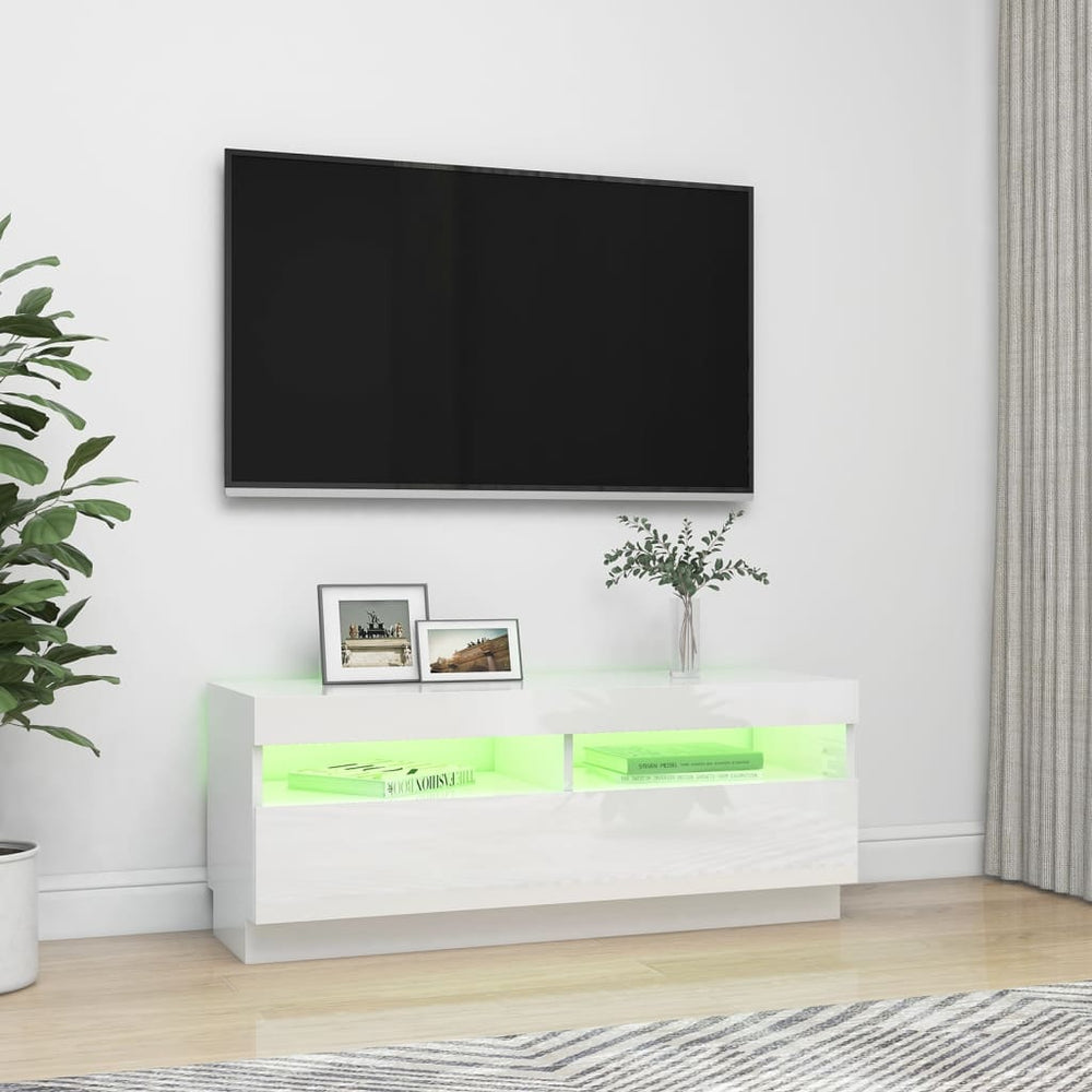 Tv-meubel met LED-verlichting 100x35x40 cm hoogglans wit MeubelReus