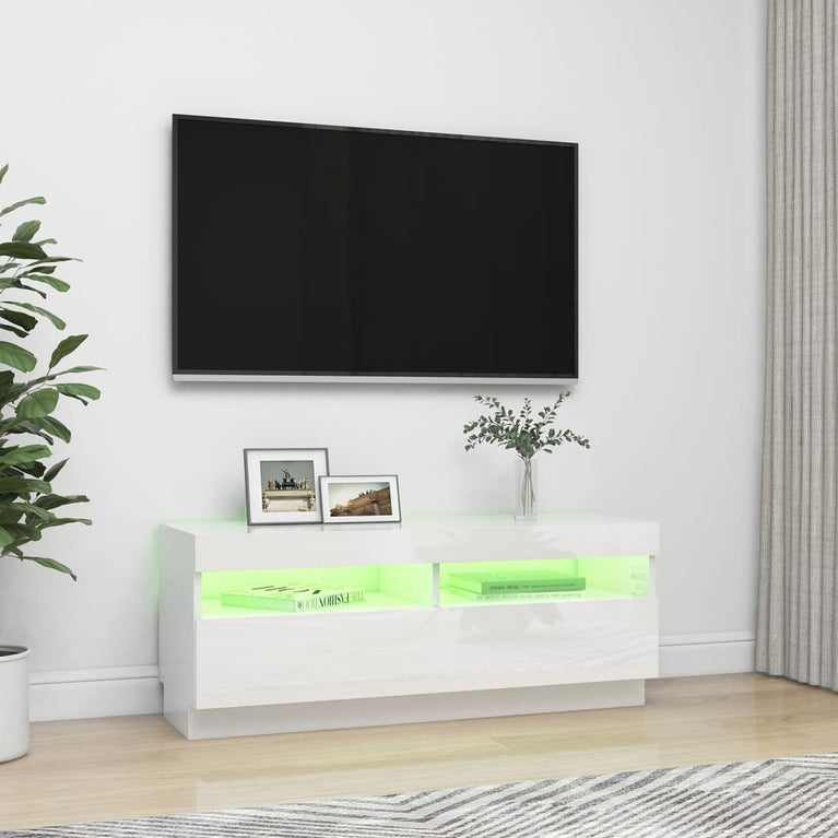 Tv-meubel met LED-verlichting 100x35x40 cm hoogglans wit MeubelReus