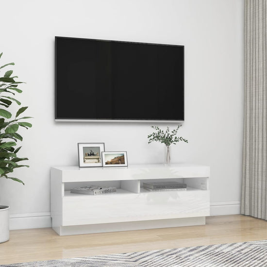 Tv-meubel met LED-verlichting 100x35x40 cm hoogglans wit MeubelReus
