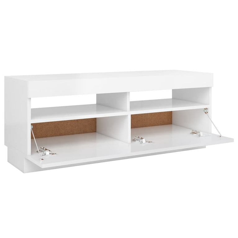 Tv-meubel met LED-verlichting 100x35x40 cm hoogglans wit MeubelReus