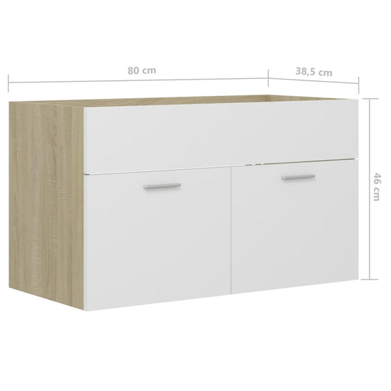 Wastafelkast 80x38,5x46 cm spaanplaat wit en sonoma eikenkleur MeubelReus